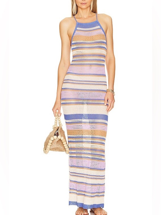 l*space Dresses & Skirts - L*SPACE Allegra Crochet Halter Maxi Dress Multi Color Bathing Suit Swim Coverup